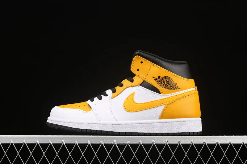 All categories Air Jordan Jordan series basketball shoes Air Jordan 1 Mid Air Jordan 1 Mid AJ1 Joe 1 white and yellow Zhongbang basketball shoes 554724-170